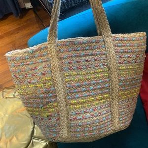 Tote Bag- Circus- Teresa Striped Straw Tote